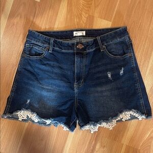 Maurices Navy Jean Shorts with White Lace